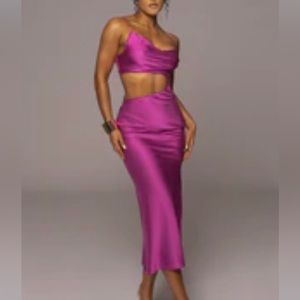 BERRY MAURINE CUTOUT DRESS